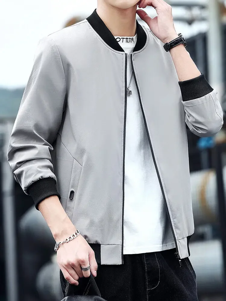 

New Lightweight Bomber Jackets Mens Waterproof Casual Jacket Outdoor Basketball Motorcycle Jakcets Coats with Pocket Windbreaker