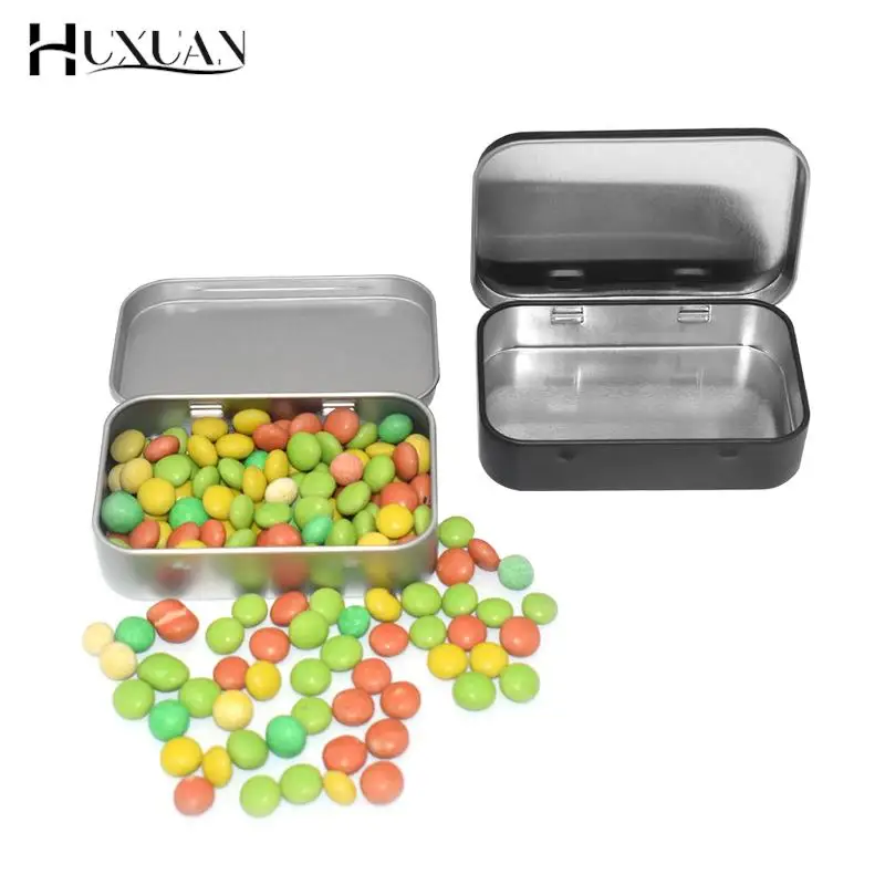 صندوق معدني صغير مستطيل فارغ من القصدير ، دفع حبوب منع الحمل الحلوى ، حاويات متمحور ، صناديق تخزين جرة ، منظم صغير ، صفيح