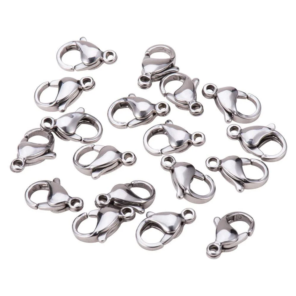 50pcs 10/13/15mm SEASHA (316L) Stainless Steel Lobster Claw Snap Clasps DIY Findings for Jewelry Necklace Bracelet Making