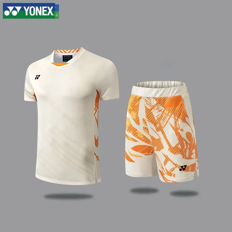 YONEX Camisa de bádminton Entrenamiento deportivo para hombres y mujeres Camiseta de manga corta de secado rápido con pantalones cortos para correr Verano 2025