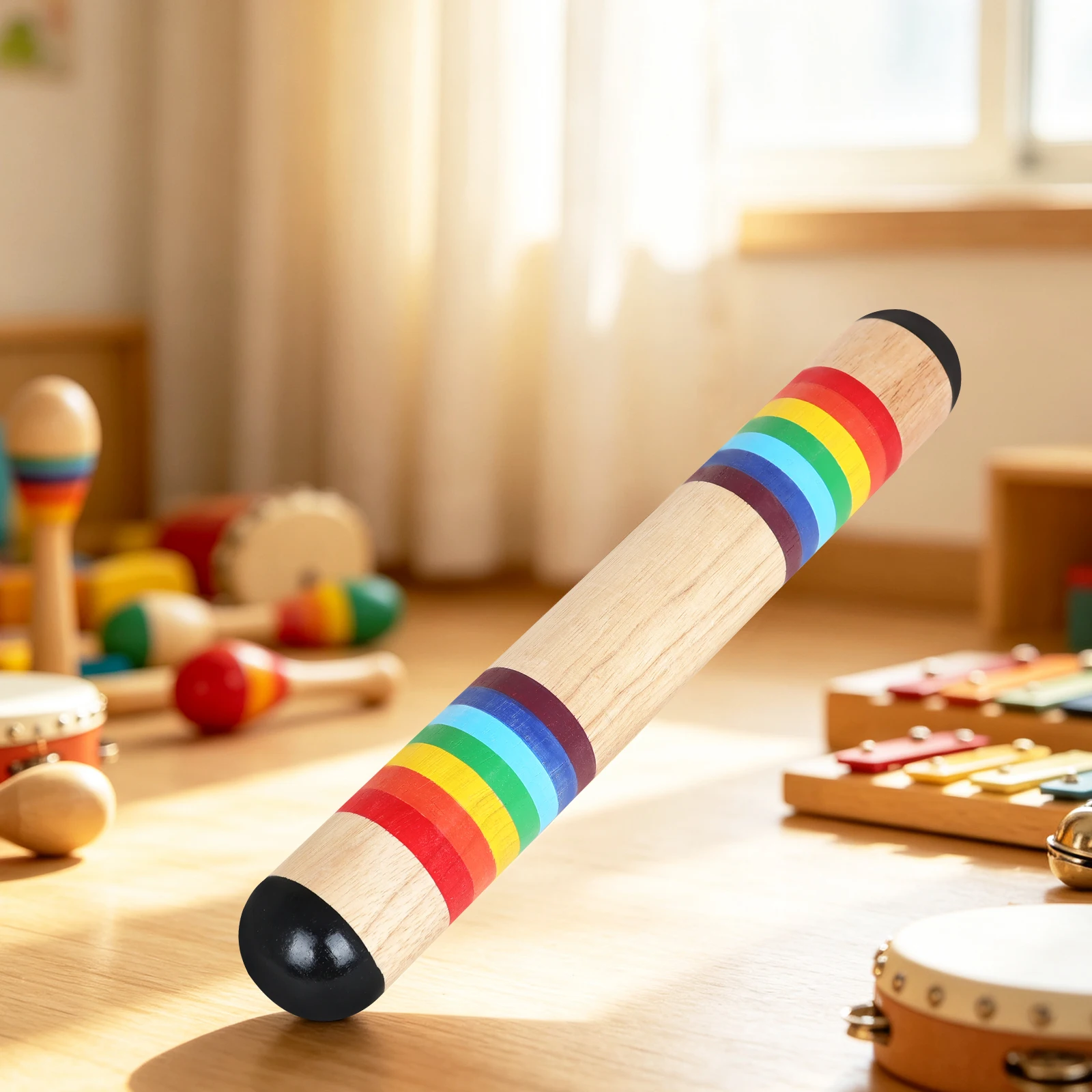 IRIN J216 Colorful Wooden Rain Stick Orff Percussion Rain Sound Maker Early Education Musical Instrument For Music Class Teachin