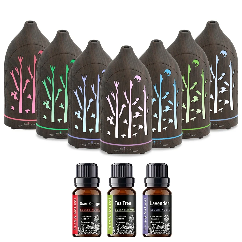 

7-цветный светодиодный диффузор эфирного масла и увлажнитель воздуха (200 мл) — ультразвуковой аромадиффузор с ночником, автоматическим отключением, Whisp