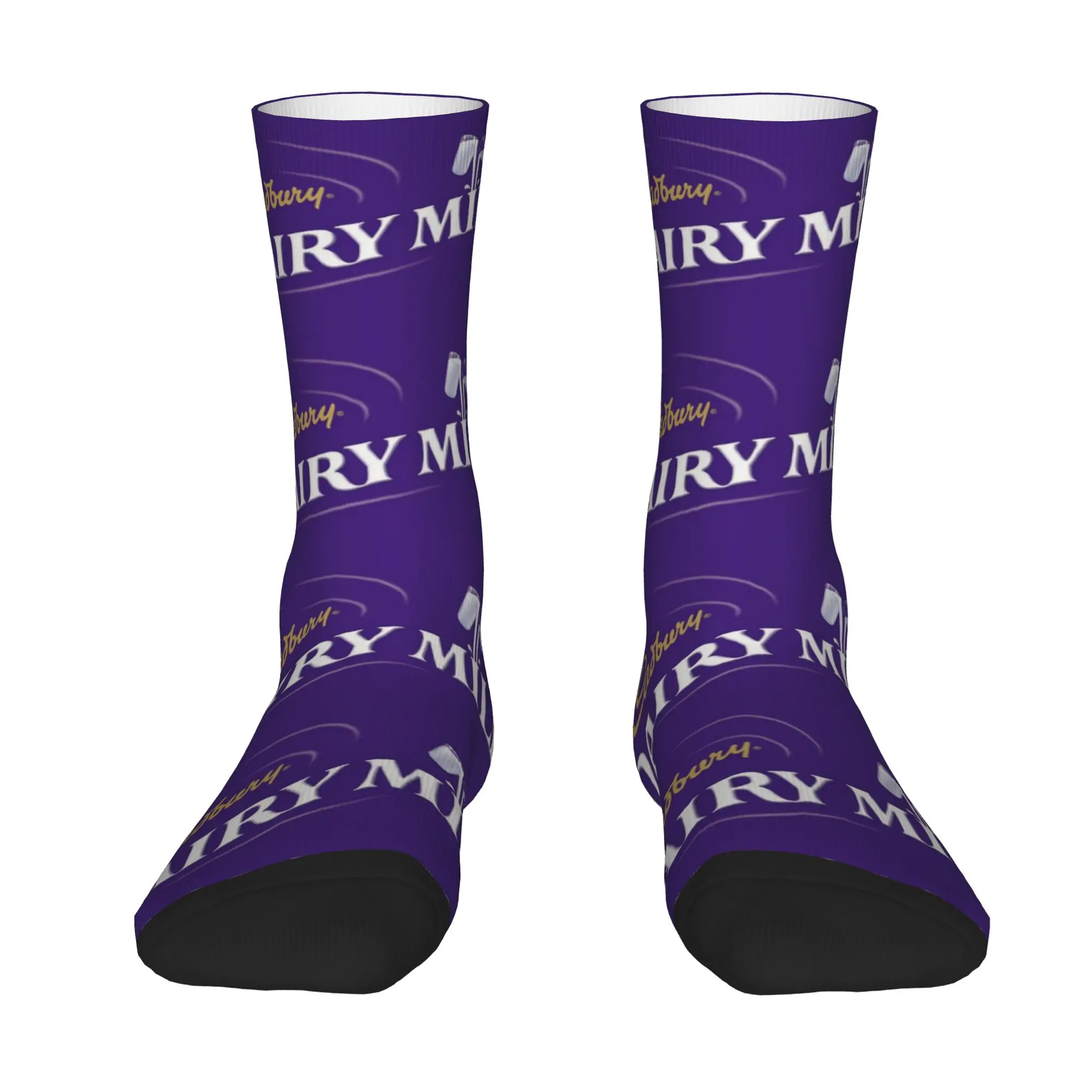 1 Pair Funny Sock Cadbury Purple Rock Seamless Pattern Printed Men Crew Socks Casual Men's Socks