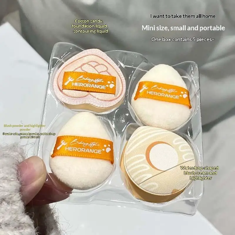 5 ชิ้น/กล่อง ชุดฟองน้ำแต่งหน้าแบบนุ่มพิเศษ ไม่ดูดซับ สำหรับใช้แบบแห้งและเปียก ดีไซน์น่ารัก พกพาสะดวก เหมาะสำหรับเป็นของขวัญ
