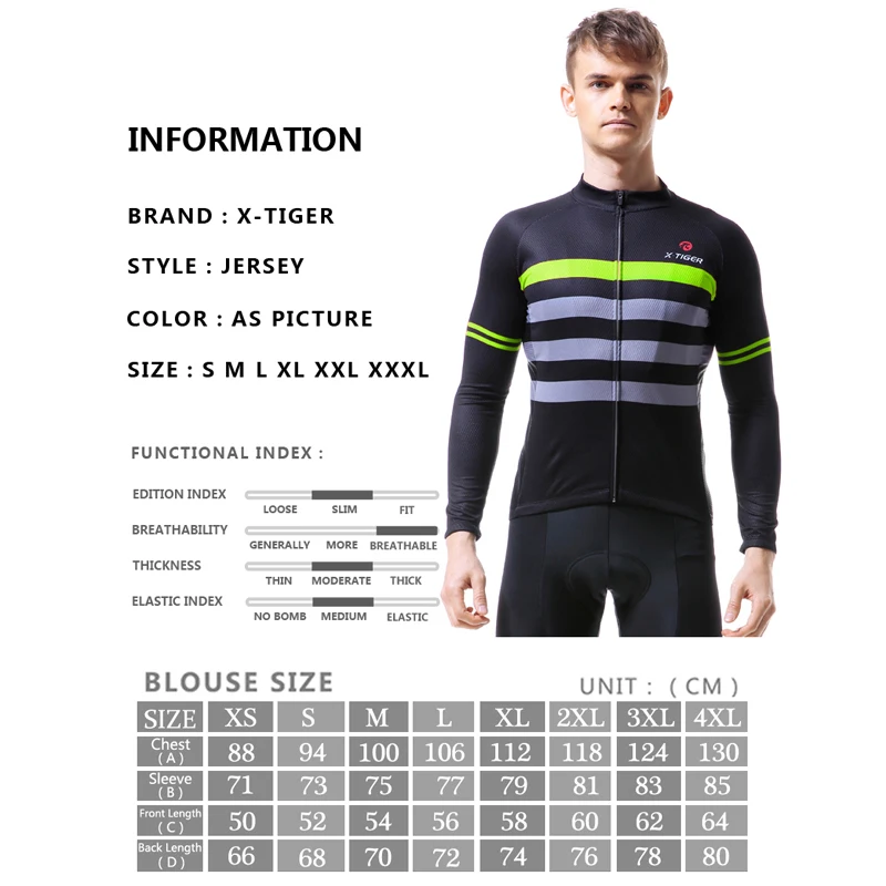 X-Tiger Cycling Jerseys Spring Riding Long Sleeve Quick Dry MTB Bike Jerseys Autumn Men Bicycle Jersey Clothing Downhill Shirt