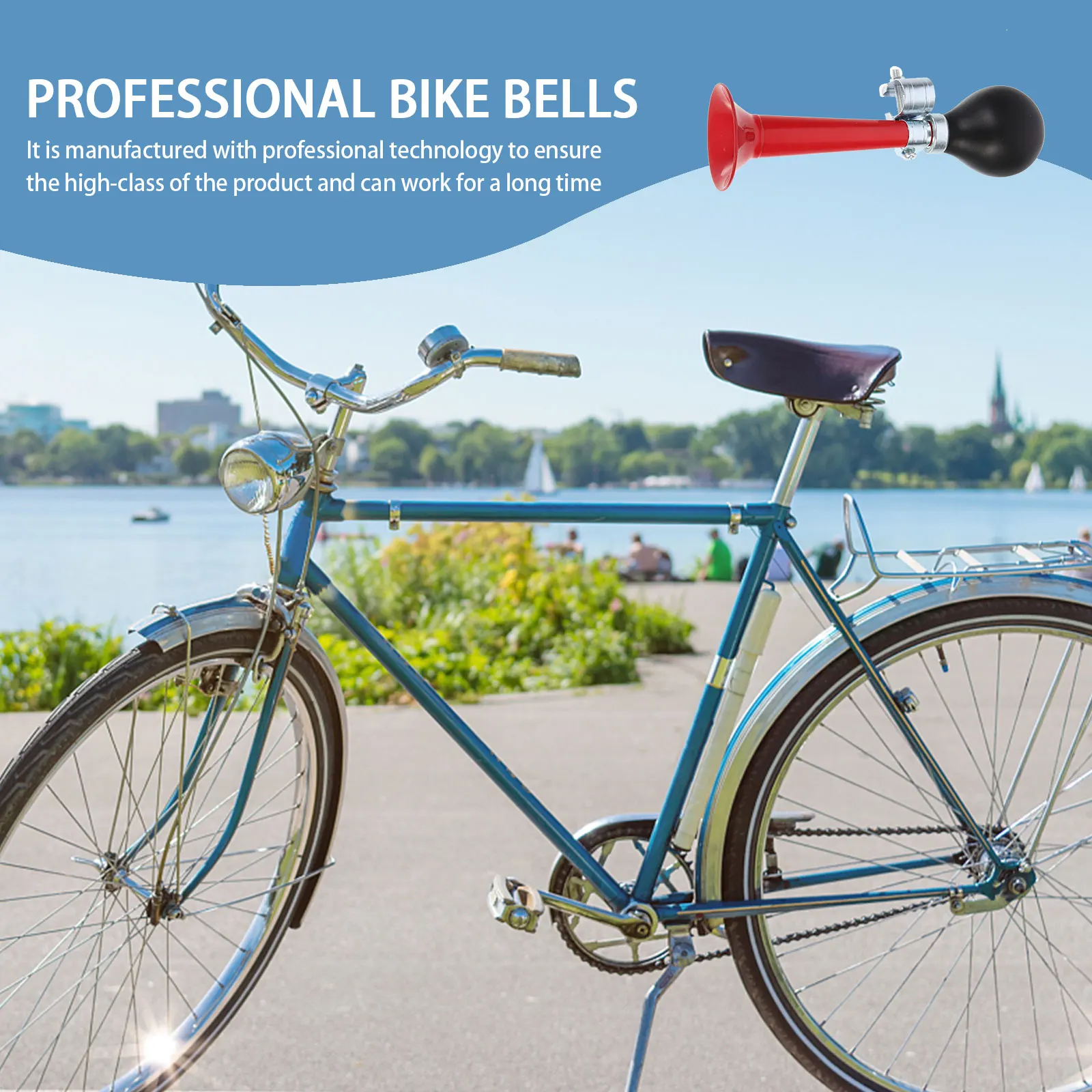 

Bicycle Bell Small Air Horn High Security Electroplated Iron Bike Bells Convenient Tool Simple Design Easy Install Detach Long