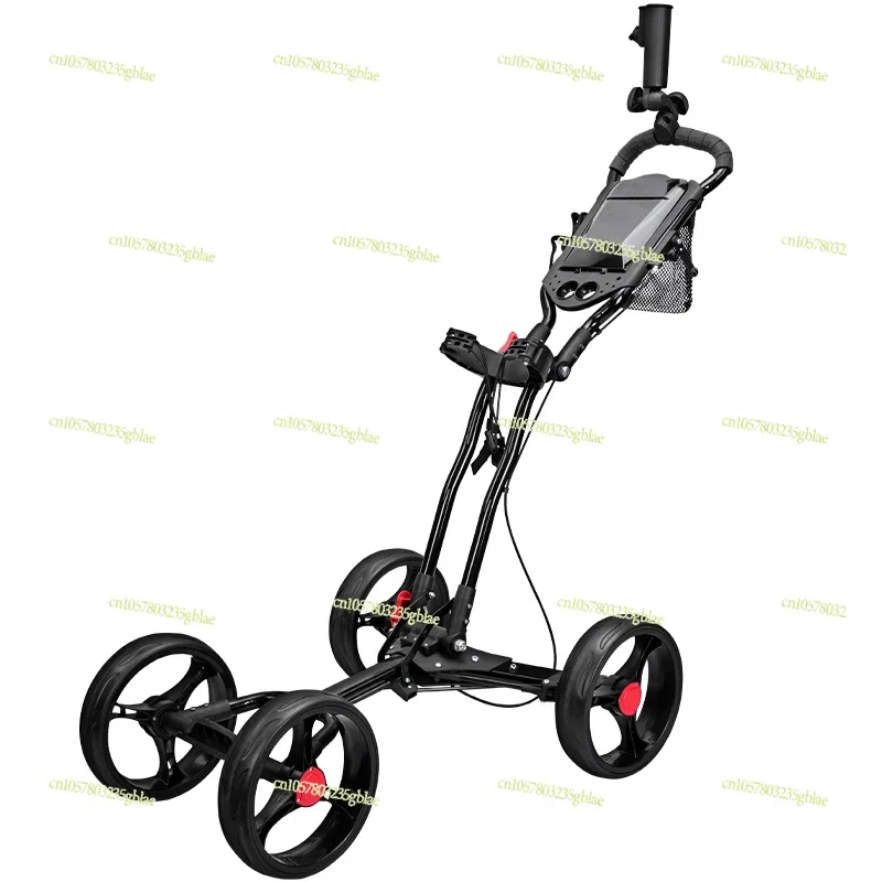 Golf Bag Trolley, Foldable Teen Adult Four-wheel Handbrake Trolley