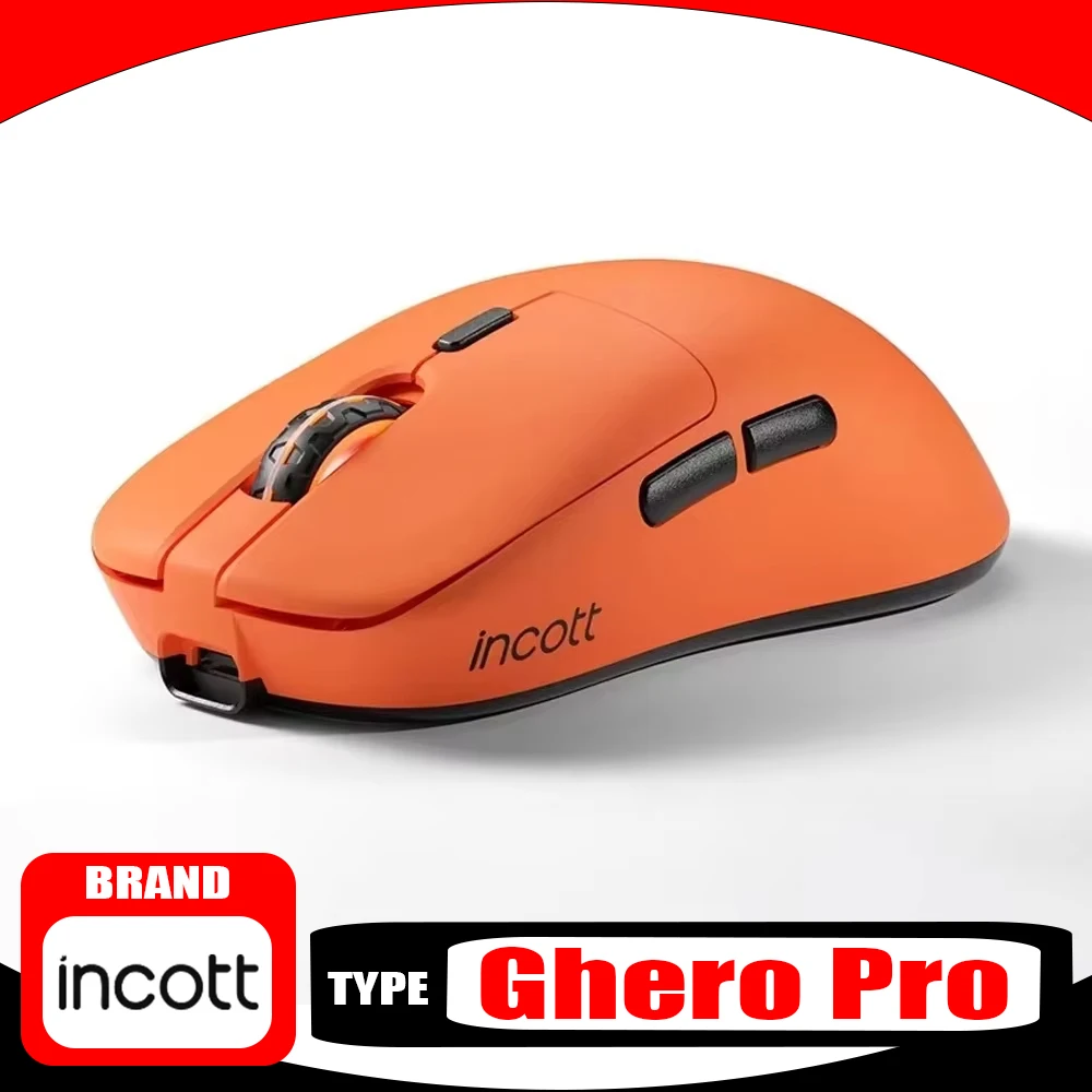 

Беспроводная мышь Incott Ghero Pro 8k Paw3395, Двухрежимная игровая мышь для электронных видов спорта, эргономичная офисная мышь с низкой задержкой, компьютерные геймерские аксессуары