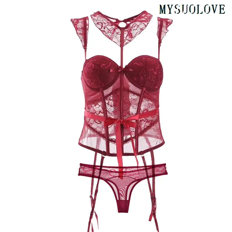MYSUOLOVE Sexy adult Lace Lingerie seduction set
