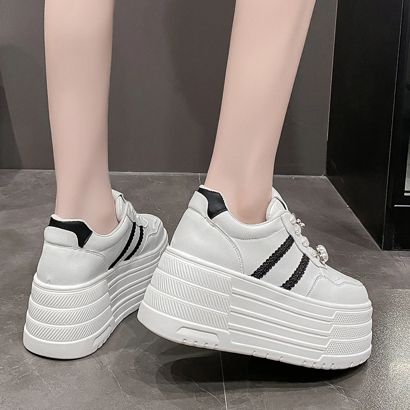 8cm 2024 Air Mesh Mary Jane Summer Skateboard shoes Women Shoes Hook rhinestone Platform Wedge Round Spring Fashion Casual shoes