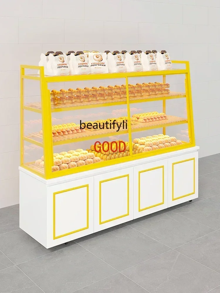 Bread Display Cabinets Cake Shop Baking Side Island Cabinet Baked Commercial Glass Food Showcase Zhongdao Container