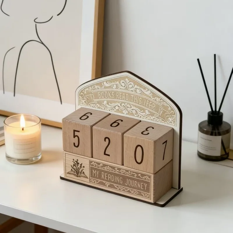 Handmade DIY Solid Wood Reading Counter Beech Wood Desk Accessory Students Office Manual Wooden Craft Photography Prop Ornament