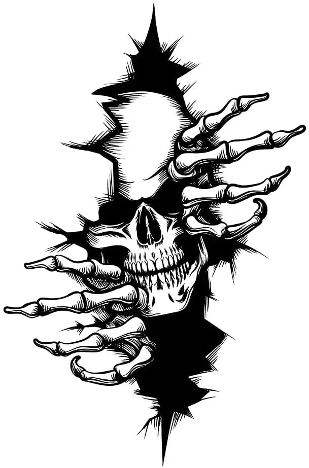15cm Personality Horror Skeleton Sticker, Waterproof Sunscreen PVC Exterior Decal, Scratch Cover Decor for Car & Motorcycle