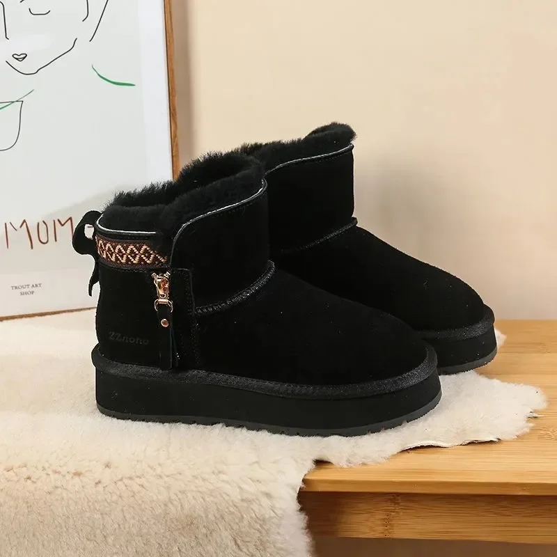 Women\'s Winter Snow Boots Sneakers Versatile 2024 New Style Lined Thickened Warm Cotton Boots Anti-slip Thick Sole Boots