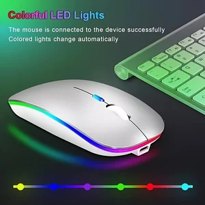 Mouse Isi Ulang Nirkabel Ultra-Ramping dengan Lampu LED, Mode Ganda (BT & 2.4 G), Kompatibel dengan iPad, Laptop, PC, Mac, Windows 6 mobil tikus penjualan terbaik - №
