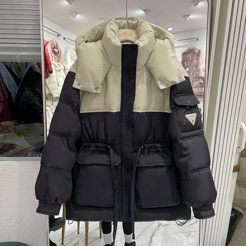 ファッション女性用パーカーカジュアル厚手暖かいフード付きダウンジャケット2025冬新作女性用ホワイトダックダウン女性用ダウンジャケットH740