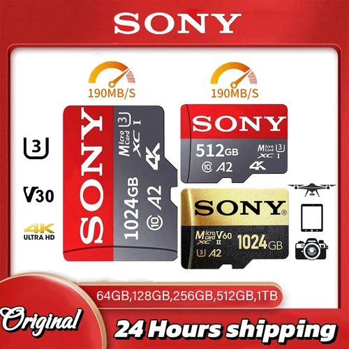 Tarjeta de memoria SONY SD, 1TB, 512GB, tarjeta Micro SD TF, 256GB, 128GB, U3, A2, Micro SD, 64GB, alta velocidad, Clase 10, tarjeta Micro Sd Flash para teléfono