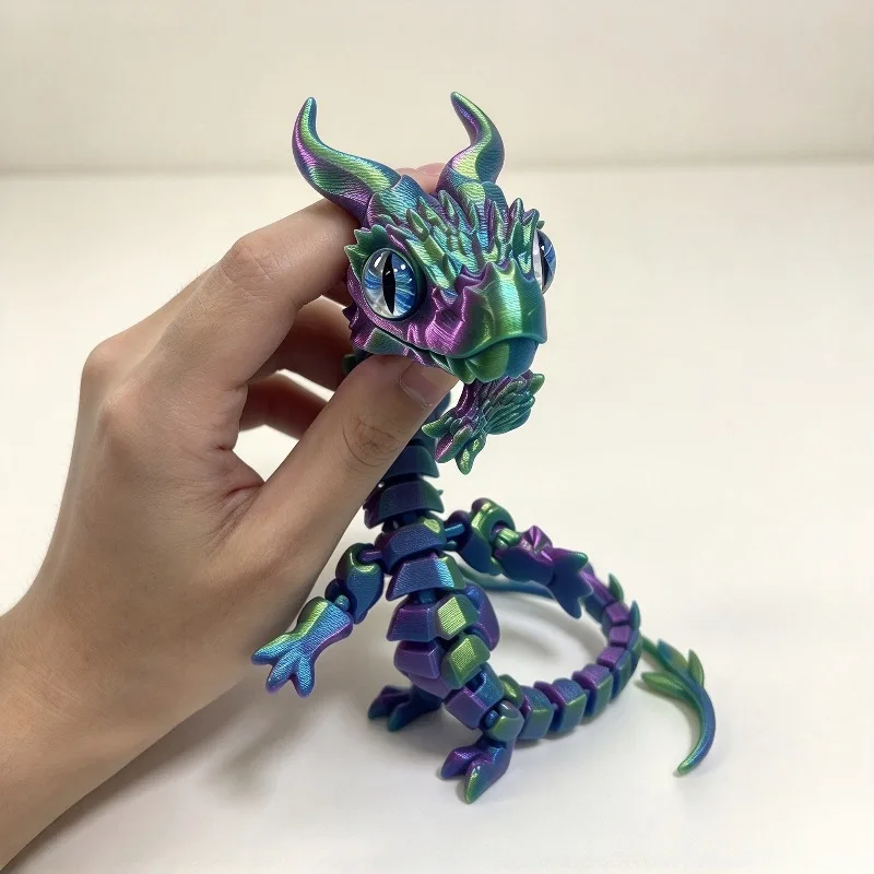 3D Printed Double Horned Dragon Egg Flexible Movable Joint Collectible Model Desktop Ornament Kids Toy Gift