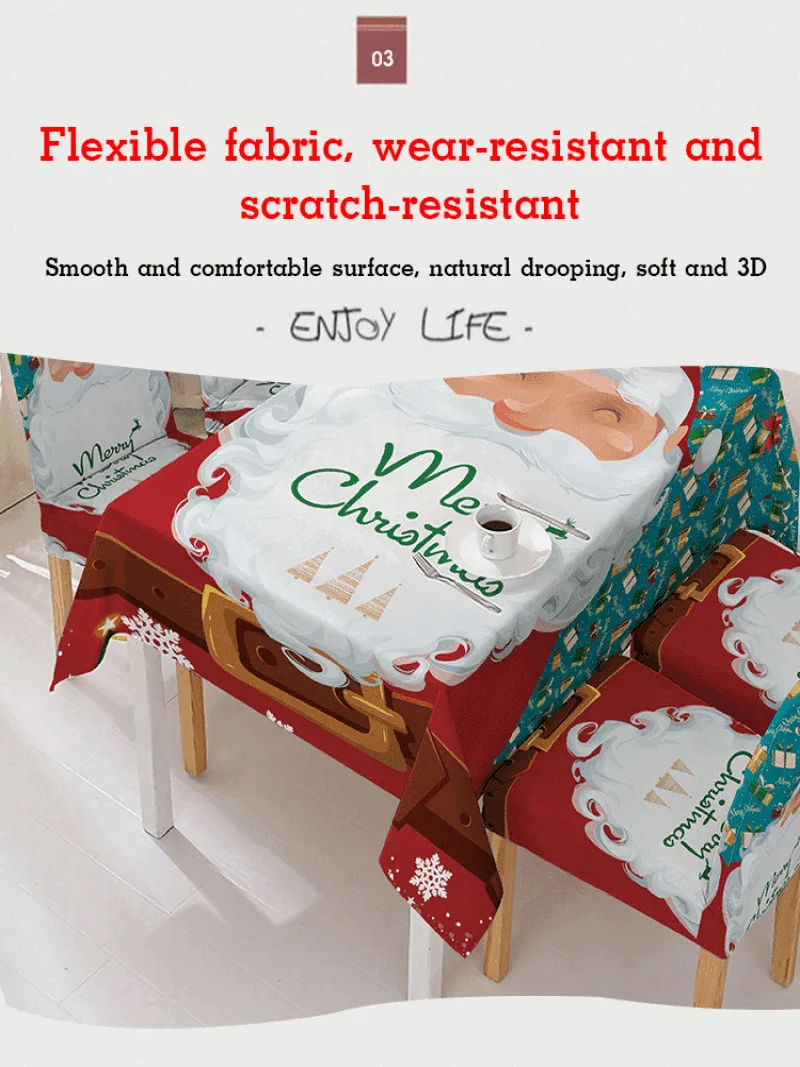 Christmas Tablecloths Patterned Siamese Chair Covers Stretch Absorbent Tablecloths Decoration