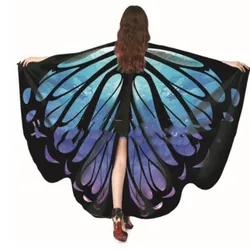 Hot Sell Women Butterfly Wings Shawl Soft Fabric Butterfly Shawl Fairy Ladies Nymph Pixie Costume Accessory Sky Blue Adults