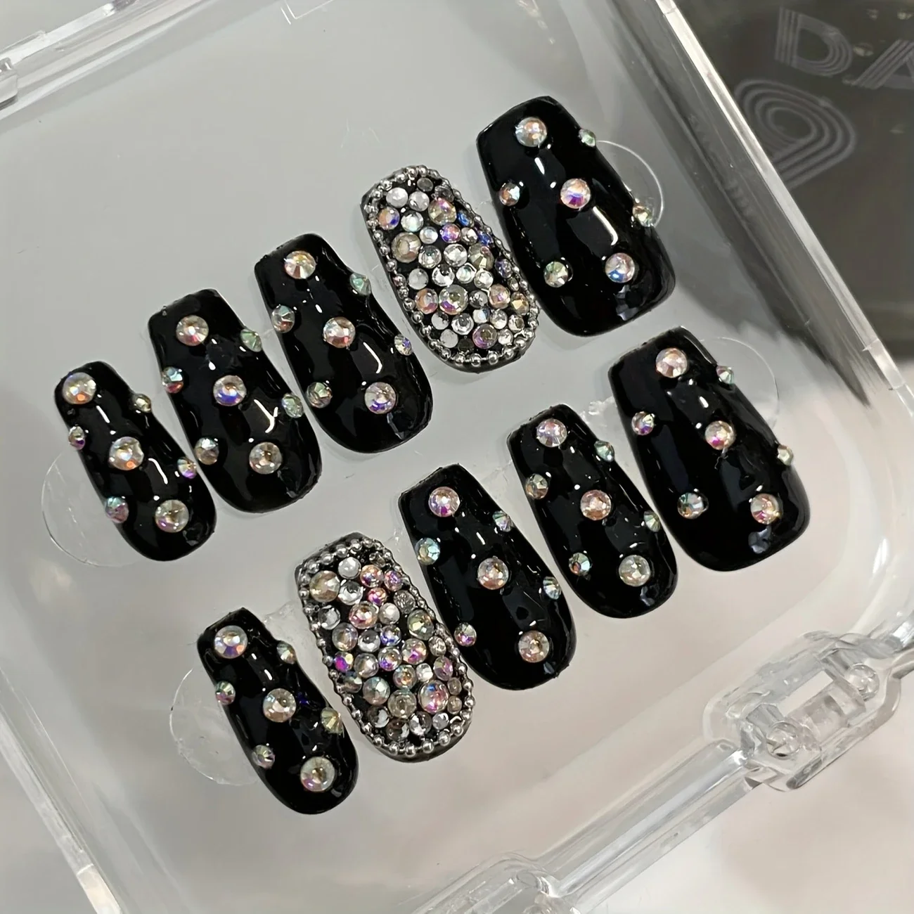 10pcs high-end Retro dark style, hand-painted three-dimensional colorful round diamonds, dazzling with numerous diamonds handmad