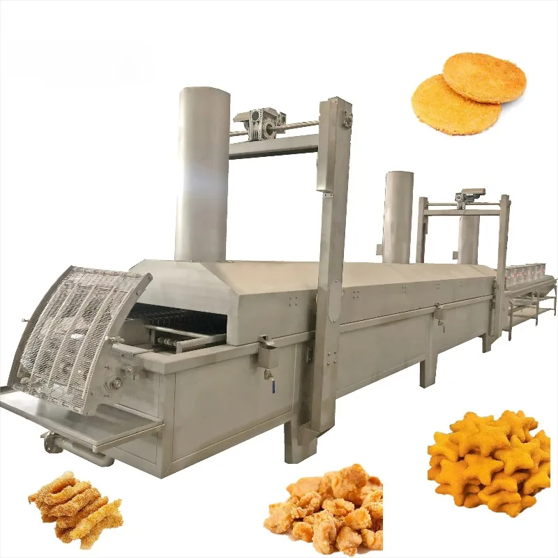 Professional Fully Automatic Frying Machine 600 Kg High Quality Onion Rings Breaded Products Fried Chicken Industrial Production