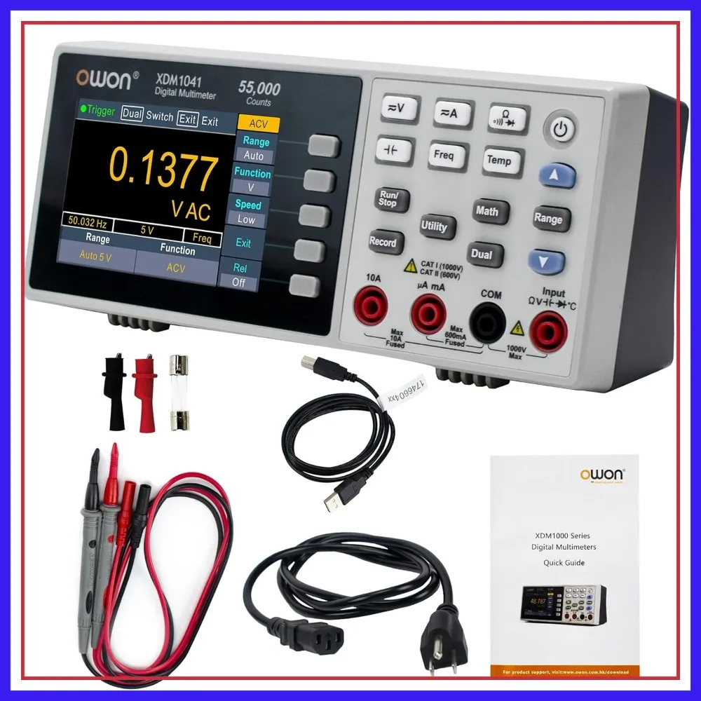 

Desktop Digital Multimeter 3.5" LCD True RMS AC/DC Voltage Current Capacitance Resistance Temperature Tester 55000 Counts