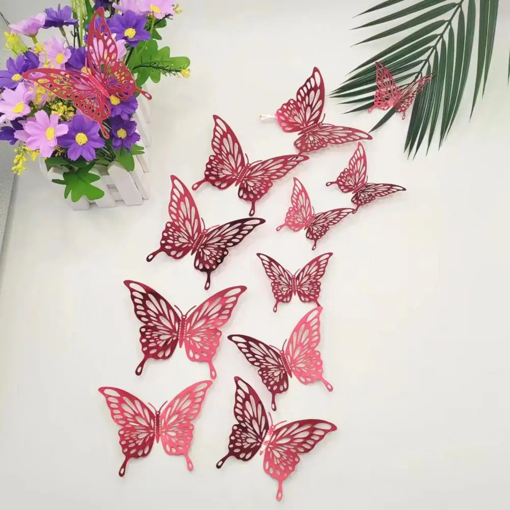 Wall Decoration Bedroom Wall Sticker 12pcs 3d Hollow Butterfly Wall Stickers Set Lightweight Home Decals for Bedroom Room Easy
