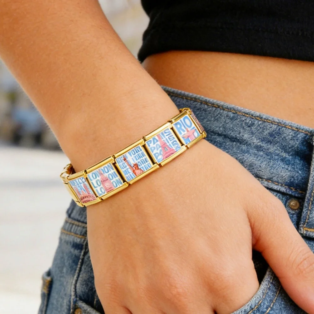 World Famous Building Landmark Italian Slide Charms Fit 9mm Stainless Steel Bracelet DIY Custom Jewelry Making Travel Souvenir