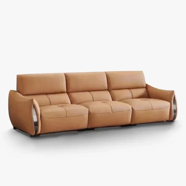 The first layer of yellow cowhide leather sofa is light and luxurious