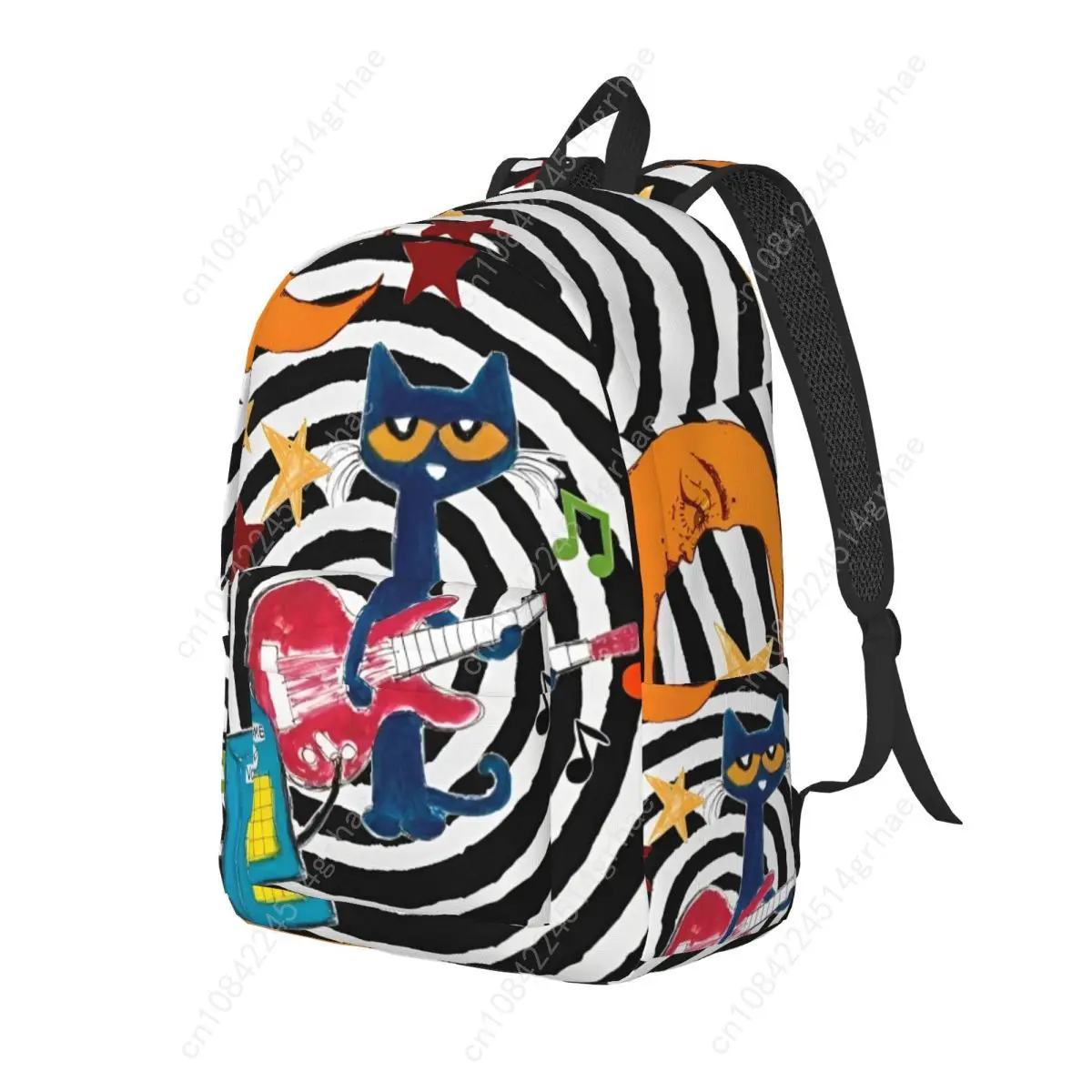 Pete The Cat I Love My White Shoes Cool Backpack High School Hiking Travel Cartoon Cats Daypack for Men Women Laptop Canvas Bags