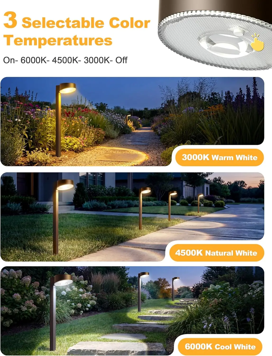 Garden Lights Hard Plastic 5in IP67 Step Light Motion Sensor All Weather Gray