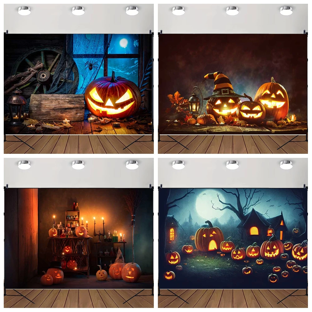 

MOON.QG Halloween Tent Photography Backdrop Night Bats Backgrounds For Photographs Baby Shower Supplies Accessories Shooting
