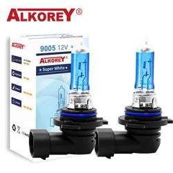 ALKOREY 2 Pcs 9006 HB4 12V 55W 5000K Super White Auto Lights Car Headlight Bulbs Automotive Halogen Lamps