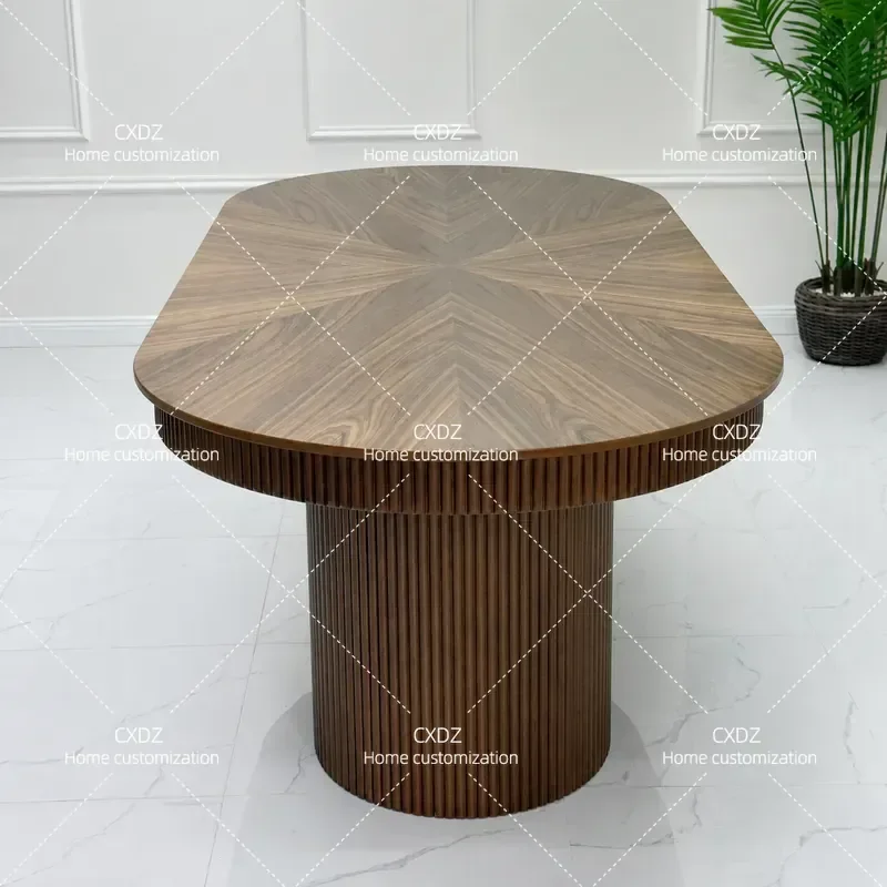 American Country Style Solid Wood Oval Dining Table for Home Restaurant and Conference Room Sturdy Wooden Eating Table