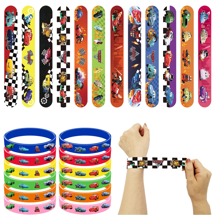 

Cars Lightning McQueen Slap Bracelets Silicone Bracelet Party Favor Birthday Gifts Wristbands for Kids Christmas Party Supplies