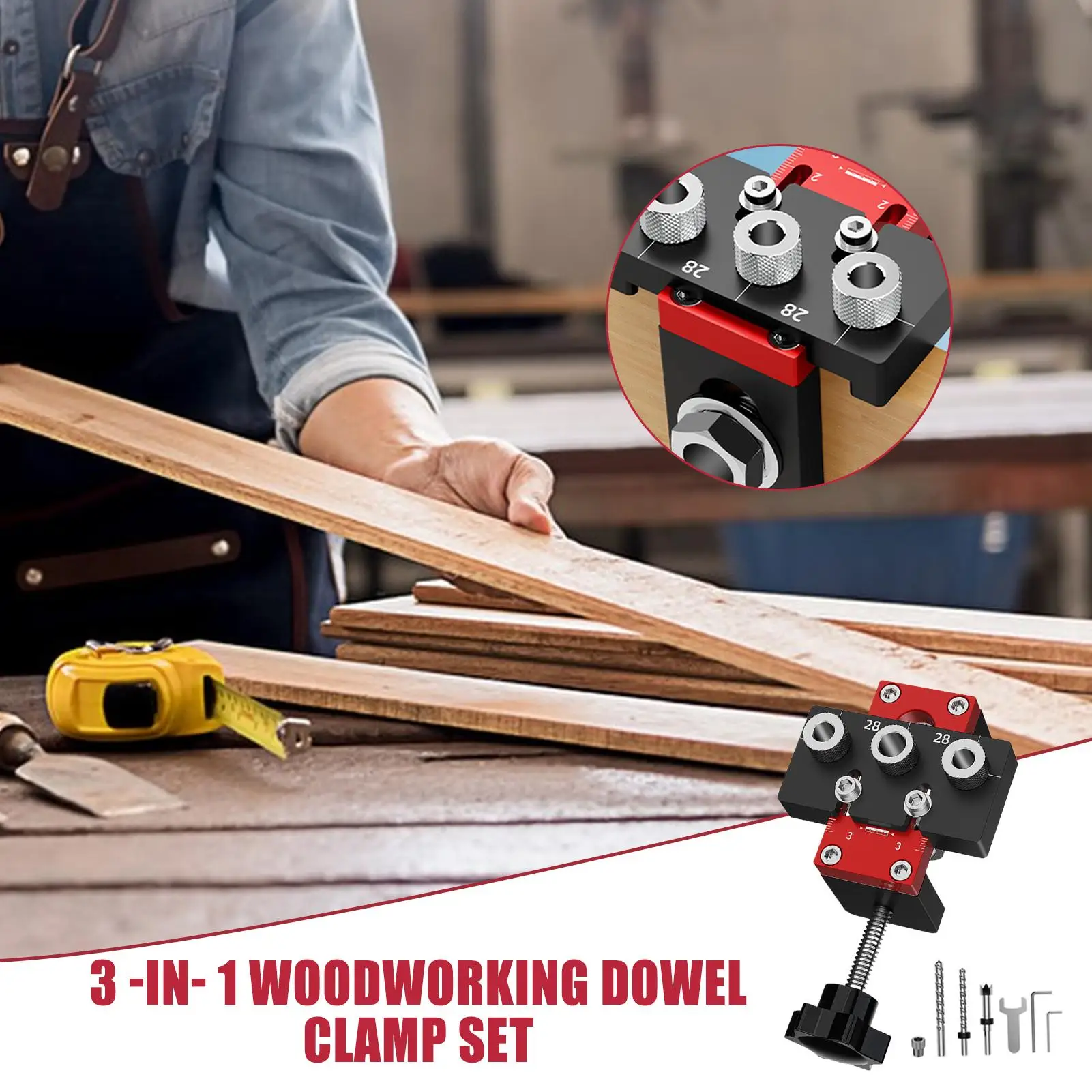 Pocket Hole Jig Kit Multifunctional Aluminum Alloy Portable Hand Tools Woodworking Doweling Jig For Carpenter Carpentry