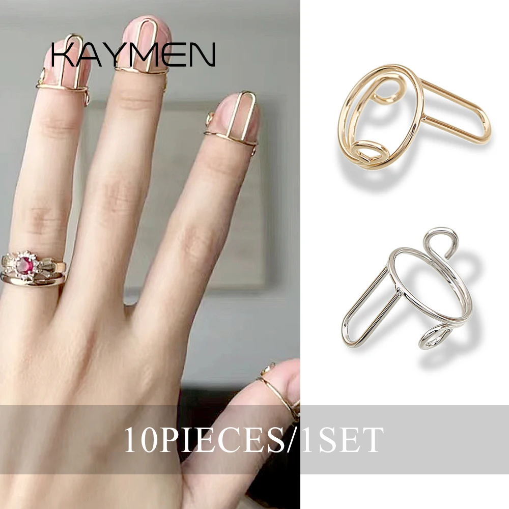 10 Pieces Sets Thin Nail Rings for Women Daily Fingertip Protective Cover Trendy Ring Jewelry Gift to Girlfriend Manicure