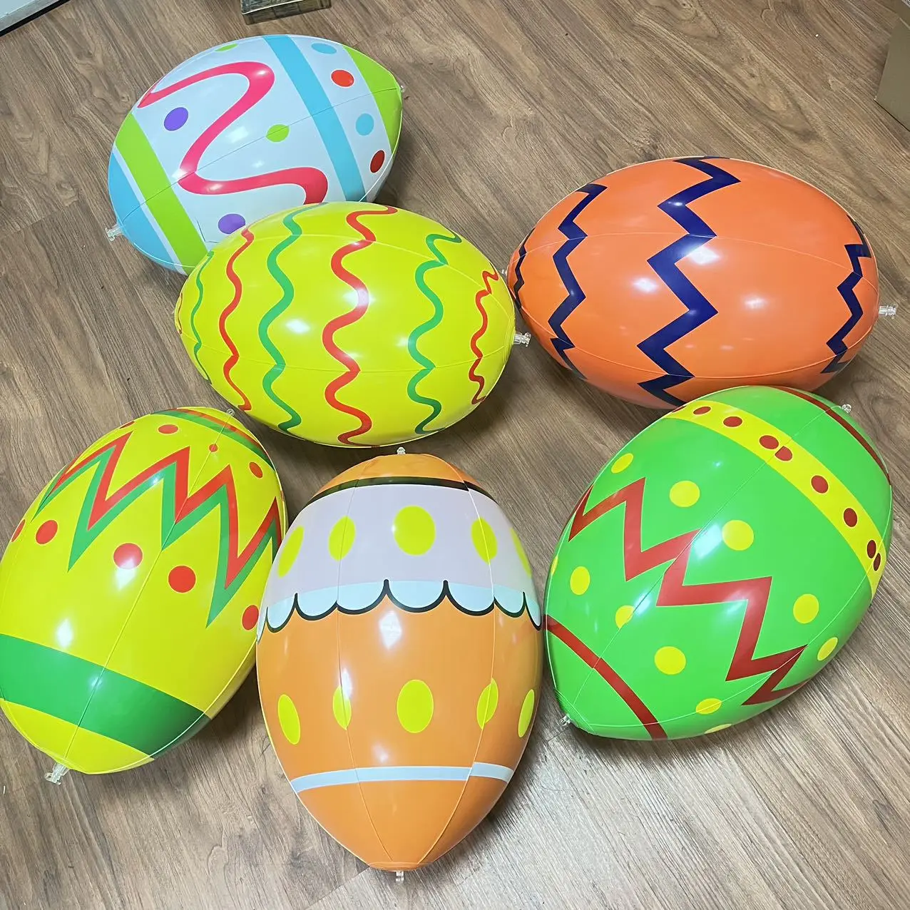 

2024 Easter Eggs PVC Ballon 24 inch Easter Inflated Ballon Garden Home Decoration Outdoor Kid Toys Lawn Yard Party Ornament
