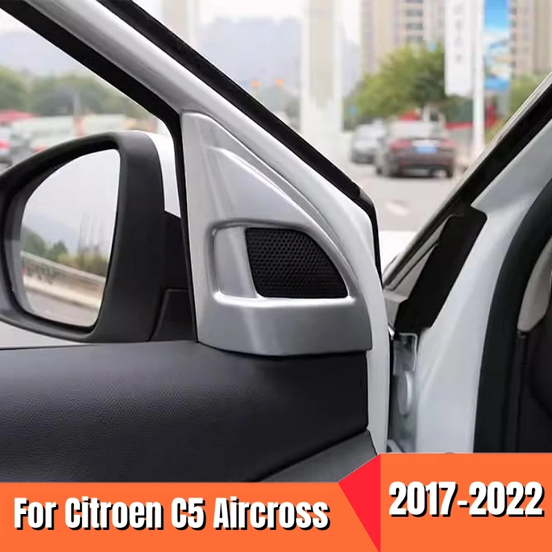 

For Citroen C5 Aircross 2017-2021 2022 Car Front Inner Triangle Speaker Trim Cover Door Audio Loudspeaker Decoration Accessories