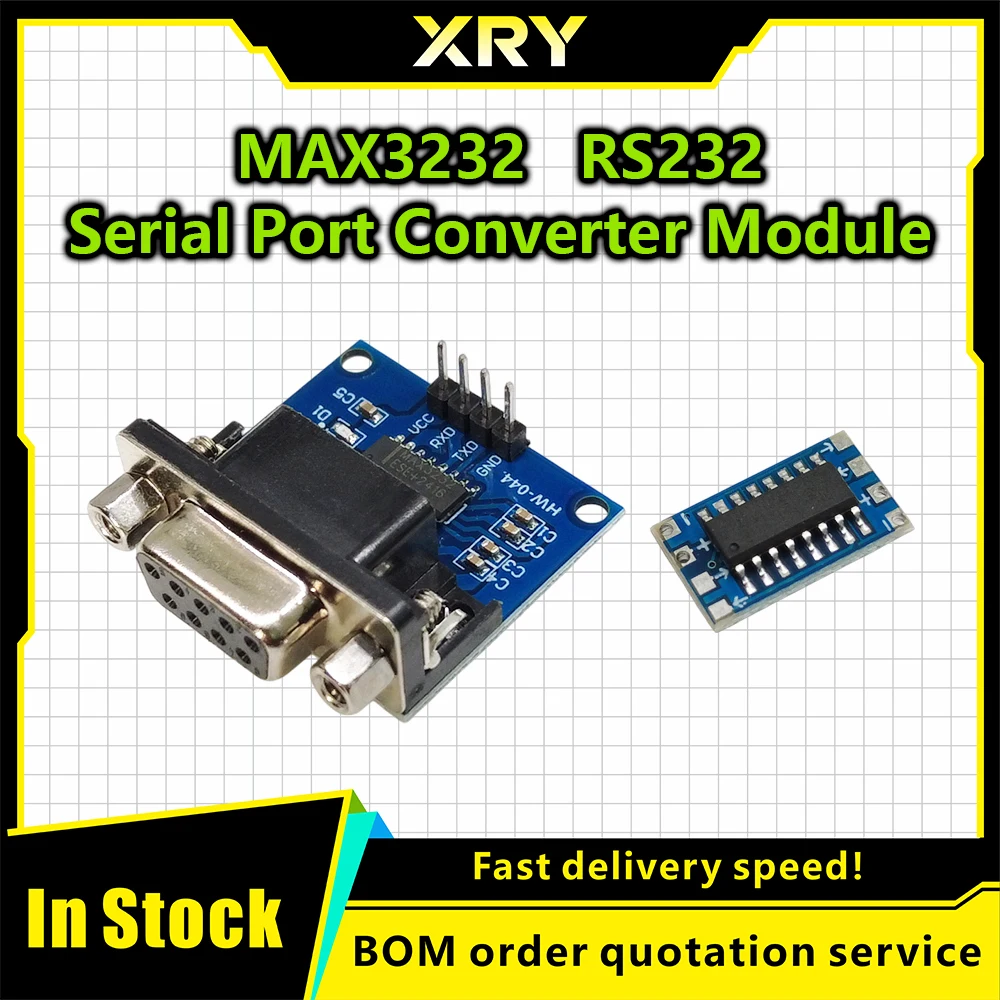 XRY MAX3232 RS232 to TTL Serial Port Converter Module TX RX VCC GND Female DB9 Connector 3.3V-5.5V MAX232 Flashing Board
