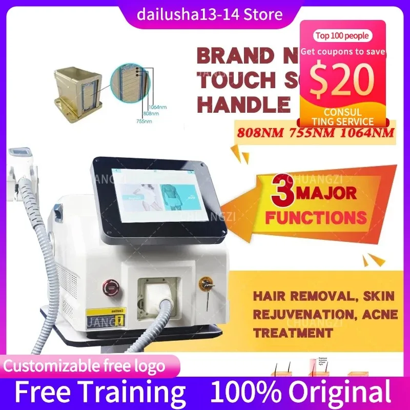 

2024 Professional 808nm Epilator 2000w Painless Ice Platinum Diode Laser Hair Removal Machine 3 Wavelength Home Use Or Salon