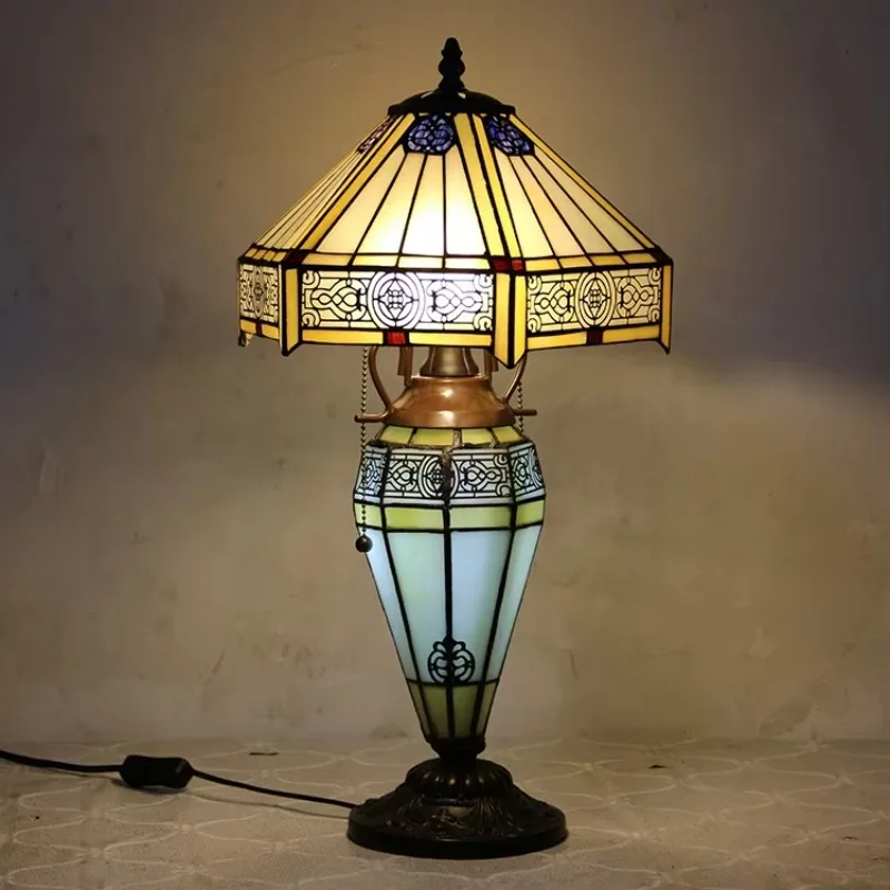 

Table lamp yellow hexagonal color, glass bedside lamp, Nordic home furnishing, decorative creative lamp