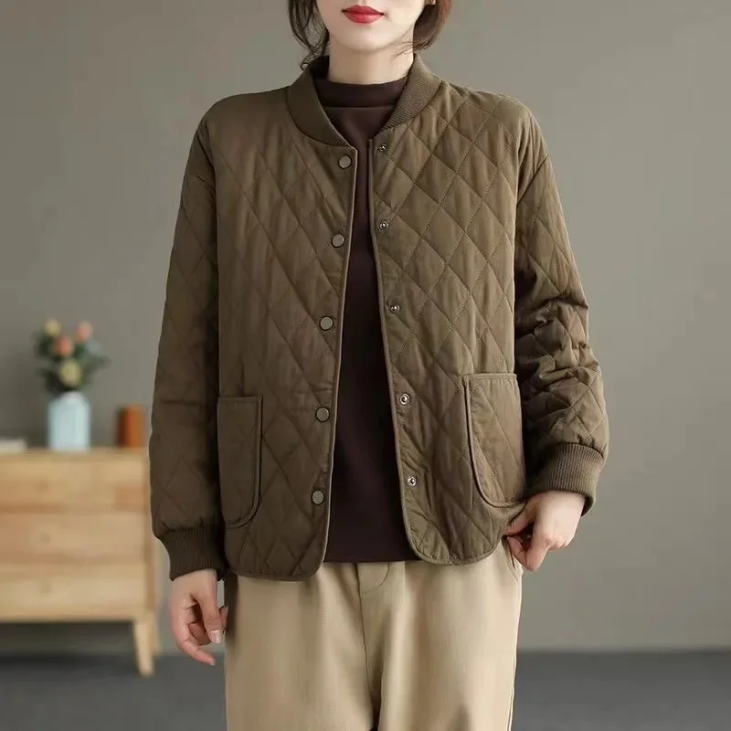 Baseball Uniform Cotton-Padded Jacket Female Autumn Winter 2026New Short Outerwear Fashionable Light Down Coat Women Parkas Tops