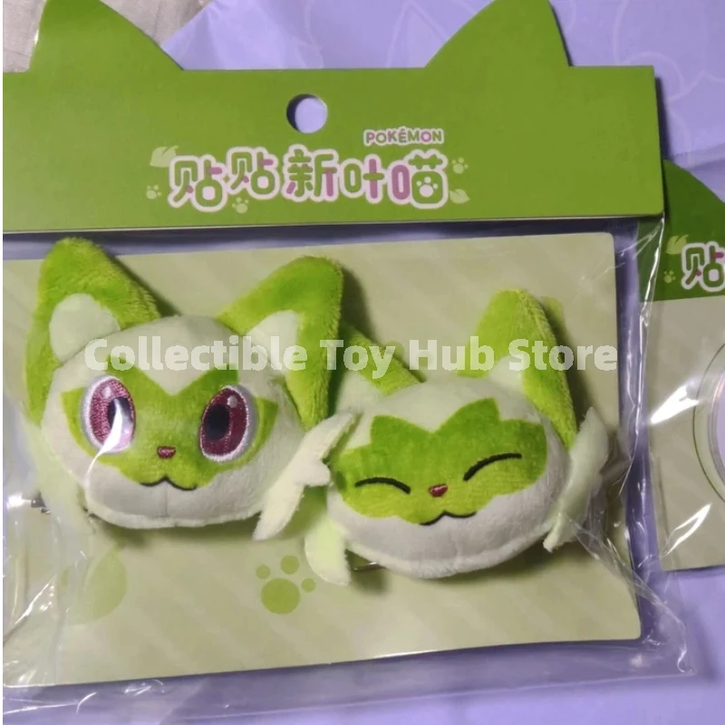 Genuine Pokemon Center Official Sprigatito Merch Cute Grass Cat Plush Doll Keychain Hair Clip Magnetic Phone Grip Complete Set
