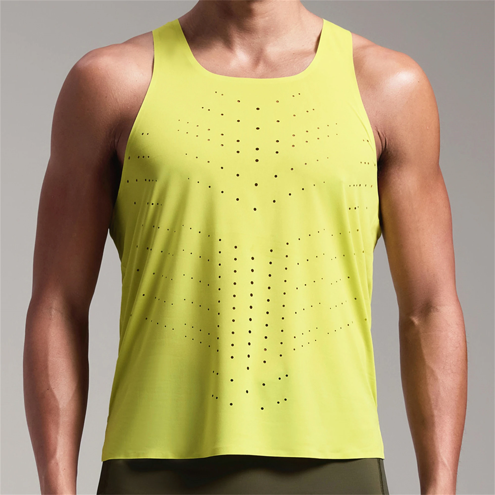 Mens Lightweight Running Vests Tops Marathon Outdoor Sports Cycling Fitness Sleeveless Hole Shirts Clothing Quick Dry Breathable