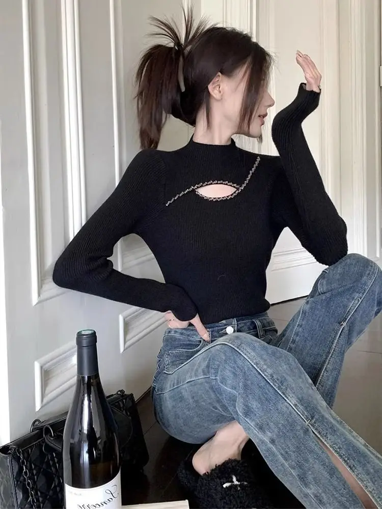 

Sweaters Jumpers Pullovers Womens Pullover Collar Linen High Quality Ring Professional Business Meeting BF Y2K Lady OL Work Warm