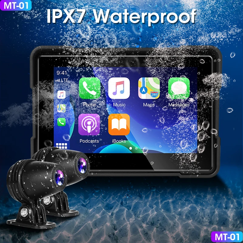 Jmcq Gps Navigatie Motorfiets Ipx7 Waterdichte Apple Carplay Display Scherm Draagbare Motorfiets Draadloze Android Auto Monitor