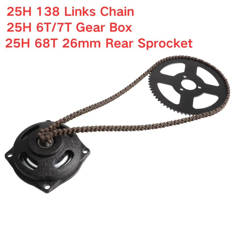 25H 138 Link Chain with 6T 7T Gear Box And Rear Sprocket For 49CC Mini Small Sports Car Pocket Bike 2 Stroke Off-Road Motorcycle