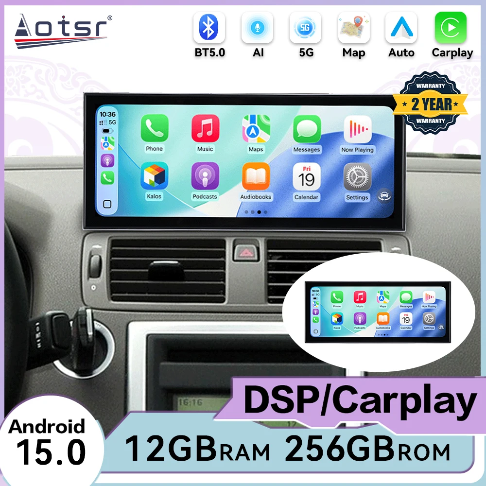 Radio con Pantalla Táctil de 15.8 Pulgadas para Volvo S40 (Changan) 2004-2012, GPS, Navegación, Carplay, Android Auto, Plug & Play, Actualización
